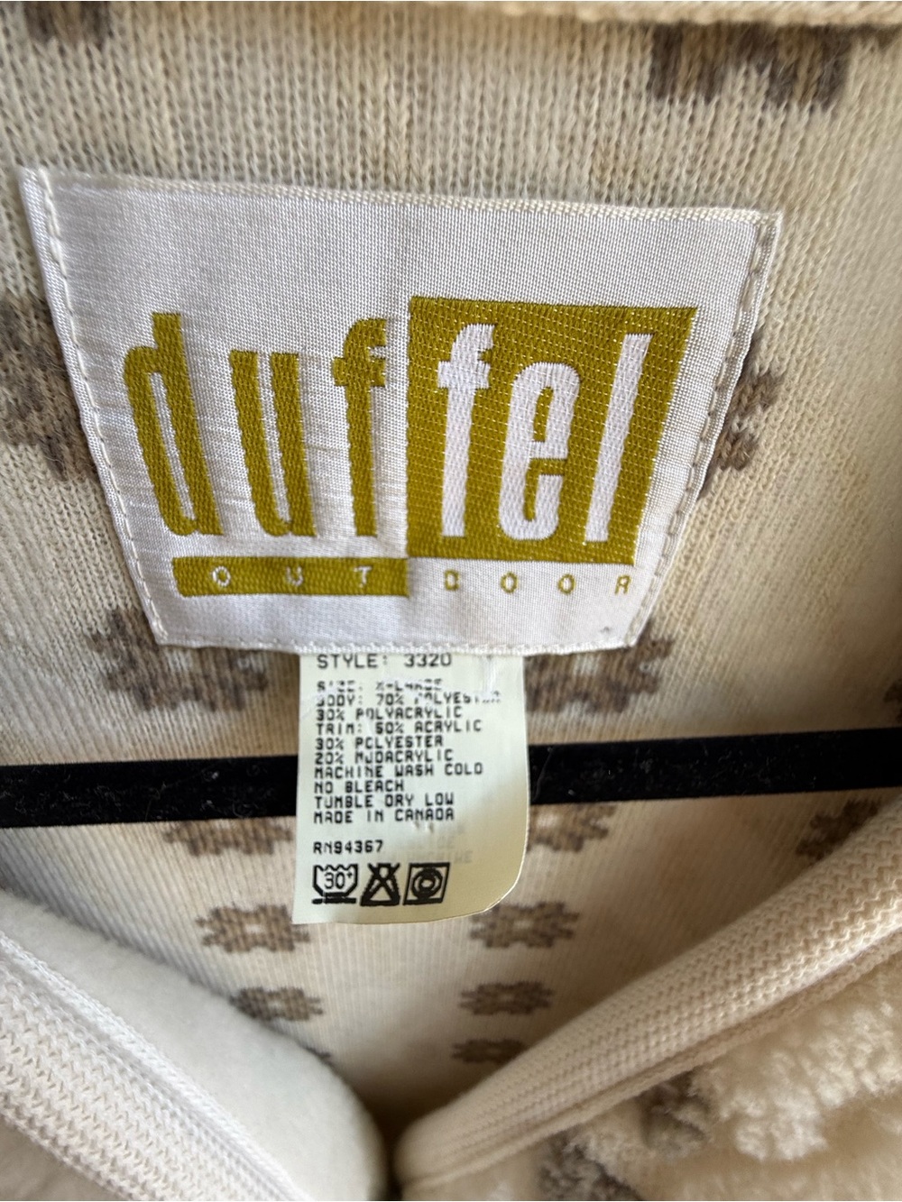 Duffel Outdoor Vintage Cream & Taupe Fleece Button-Front Jacket - Picture 2 of 8
